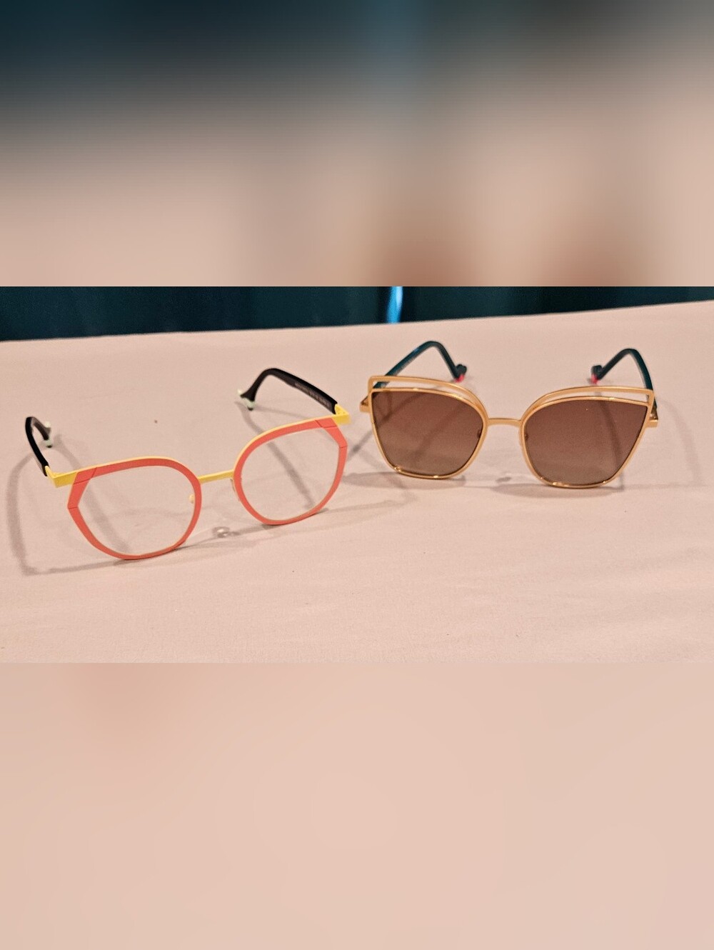 Face A Face Fashion Eyeglass Frames - Coral/Yellow and Gold/Brown Sunglasses